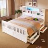 Merax Massivholzbett mit LED-Kopfteil & USB-Anschluss (Plattformbett Bettgestell Doppelbett aus Holz, 1-tlg), 160x200 cm mit 4 Schubladen, Stauraumregalen, Bücherregal & Ablagen Bild 2