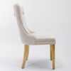 Esszimmerstuhl Samt Beige mit hoher Rückenlehne, Massivholzbeine, höhenverstellbare Fußgleiter, 2er-Set,H 95 x T 50 x B 62 cm Bild 5