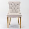 Esszimmerstuhl Samt Beige mit hoher Rückenlehne, Massivholzbeine, höhenverstellbare Fußgleiter, 2er-Set,H 95 x T 50 x B 62 cm Bild 4