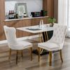 Esszimmerstuhl Samt Beige mit hoher Rückenlehne, Massivholzbeine, höhenverstellbare Fußgleiter, 2er-Set,H 95 x T 50 x B 62 cm Bild 3