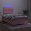vidaXL Boxspringbett mit Matratze & LED Rosa 120x200 cm Samt 3136358 Bild 4