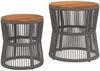 2 pcs Gartentische, Beistelltische mit Holzplatte Grau Poly Rattan Bild 2