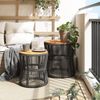 2 pcs Gartentische, Beistelltische mit Holzplatte Grau Poly Rattan Bild 3