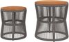 2 pcs Gartentische, Beistelltische mit Holzplatte Grau Poly Rattan Bild 4
