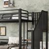 Etagenbett 90+120 cm Hochbett aus Metall mit Treppe und Sicherheitsgitter, ungleich großes Etagenbett für Geschwister, schwarz Bild 4