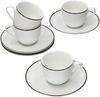 Lineo Espressotasse + Untertasse Set für 4 Personen 80ml Ristretto weiß schwarz Bild 2