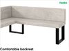 MEBLINI Eckbank für Esszimmer mit ausziehbarem Tisch - Küchenbank - Essecke - Sitzecke Küche - TONI - U-Beine 128x168x87cm Links - Beige Samt/M Schwarz Hochgl. Bild 5