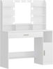 108cm Schminktisch, Große Tischplatte mit Spiegel, Einstellbarer Helligkeit, mit Schubladen und Aufbewahrungsschränke, Offene Regale, für Schlafzimmer, Garderobe, Weiß Bild 2
