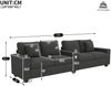 4-Sitzer Sofa aus Cord mit USB-Anschluss & Stauraum, 299x80x82,7 cm, Grau Bild 4