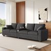 4-Sitzer Sofa aus Cord mit USB-Anschluss & Stauraum, 299x80x82,7 cm, Grau Bild 2