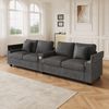 4-Sitzer Sofa aus Cord mit USB-Anschluss & Stauraum, 299x80x82,7 cm, Grau Bild 5