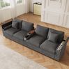 4-Sitzer Sofa aus Cord mit USB-Anschluss & Stauraum, 299x80x82,7 cm, Grau Bild 3