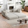 Sofa Schlafsofa Chenille in Khaki mit Armlehnen-Ablagefach und Schlafoption,69.8x183.8x91.4 cm Bild 4