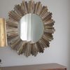Wandspiegel 90 CM Rund Holz Deko Spiegel shabby Braun Flurspiegel Hängespiegel Holzrahmen Kosmetik Holzrahmen Massivholz Barock Antik Bild 2