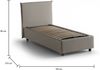 Dmora Einzelbett Alder, Bettkasten mit Stoffbezug, 100 % Made in Italy, Öffnung vorne, geeignet für Matratzen 90 x 200 cm, Taupe Bild 3