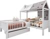 Polsterbett 90×200 cm aus Leinen-Stoff mit LED-Beleuchtung und USB-C-Ladefunktion, beige Bild 5
