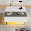Couchtisch mit hebbarer Tischplatte, LED Beleuchtung, Weiß Grau, Stauraum, multifunktional 70×70×35 cm Bild 5
