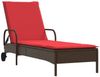 vidaXL Sonnenliege mit Rollen und Kissen Braun Poly Rattan 368314 Bild 2