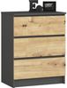 Home Collective Kommode 60 cm breit Holz Highboard Sideboard für Flur Schlafzimmer Wohnzimmer (Kommode Schlafzimmer Kommode mit Schubladen Holz Schrank), Kinderzimmer Organizer, 77 cm hoch, 3 Schubladen graphit-Artisan Eiche Bild 4