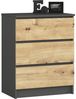 Home Collective Kommode 60 cm breit Holz Highboard Sideboard für Flur Schlafzimmer Wohnzimmer (Kommode Schlafzimmer Kommode mit Schubladen Holz Schrank), Kinderzimmer Organizer, 77 cm hoch, 3 Schubladen graphit-Artisan Eiche Bild 5