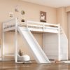 Hochbett mit Lattenrost, Rausfallschutz, Treppe und Rutsche, 90x200 cm, Kinderbett, Jugendbett, Kiefer Bild 2