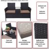 Poly-Rattan Sitzbank mit Tisch HWC-E24, Gartenbank Sitzgruppe Gartensofa, 132cm ~ schwarz, Kissen dunkelgrau Bild 2