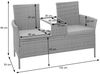 Poly-Rattan Sitzbank mit Tisch HWC-E24, Gartenbank Sitzgruppe Gartensofa, 132cm ~ schwarz, Kissen dunkelgrau Bild 3