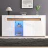 LED-Sideboard 140x40x70 cm mit Hochglanz-Fronten, App-gesteuertem RGB-Lichtstreifen, Stauraum, Glastrennwand Bild 4