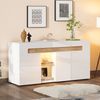 LED-Sideboard 140x40x70 cm mit Hochglanz-Fronten, App-gesteuertem RGB-Lichtstreifen, Stauraum, Glastrennwand Bild 3
