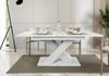 Home Collective Esstisch ausziehbar Tisch Küchentisch Esszimmertisch Ausziehtisch (Esszimmer Küche Wohnzimmer Esstisch erweiterbar), modernes Design mit X-Gestell, 140-180x80 cm Weiß Marmor-Optik Bild 4