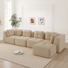 Ecksofa aus Cord, modular & mit tiefer Sitzfläche, 386 x 177 x 69 cm, Beige Bild 3