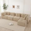 Ecksofa aus Cord, modular & mit tiefer Sitzfläche, 386 x 177 x 69 cm, Beige Bild 2