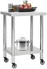 Edelstahl Arbeitstisch mit Rollen BEWO 60x45x85cm, Edelstahl Gastro-Tischwagen Arbeitsfläche Gastro-Küchentisch Servierwagen mobil Bild 2