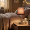 2er Set Tischleuchte nickel matt, Textil braun, H 32 cm Bild 5