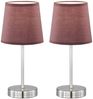 2er Set Tischleuchte nickel matt, Textil braun, H 32 cm Bild 2