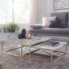 Couchtisch 2er Set Weiß Marmoroptik Eckig Metallgestell Gold Modern Bild 3