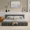 MODFU Polsterbett Gemütlicher Sitzhocker in kuscheligem Chenille (Packung, 1-tlg, Aus Eukalyptusholz,fügt sich warm in jedes Wohnzimmer ein,140x200 cm), Stabiler Eisenrahmen mit dekorativem Quilt-Muster(ohne Matratze) Bild 3