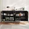 HAUSS SPOLE Sideboard mit einzigartigem Wellendesign und goldenen Griffen und Füßen, Schwarz (Anrichte, Kommode mit viel Stauraum und Metallgriffe, 1 St, mit 4 Türen), mit einzigartigem Wellendesign, goldenen Griffen und Füßen Bild 2