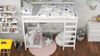 WNM Group Hochbett mit Leiter LUKI - Kinderbett mit Rausfallschutz und Lattenrost - Absturzsicherung Hochbett - Jugendbett - Kinderhochbetten - Wei - 90 x 180 x 200 cm Bild 3