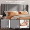 ADWOLT Polsterbett Doppelbett mit Kopfteil und Bettgestell (Packung, 1-tlg), 140x200 cm,Jugendbett,360 kg Tragfähigkeit,Leinenstoff – Grau Bild 4