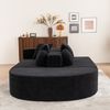 Sofa H 66 x T 263 x B 171 cm, modulares Chenille-Sofa, Völlschaumstruktur, schlafbar, schwarz Bild 3