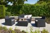Dmora Loungeset für draußen Langley, Outdoor-Lounge mit Couchtisch, Terrassenset mit Kissen, 135x72 h76 cm, Anthrazit Bild 2