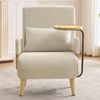 Relaxsessel Sitzfläche 88x74,5x66 cm, Beige – 3‑in‑1 Schlaffunktion mit 6‑fach verstellbarer Rückenlehne，Beige und Holzfarbe Bild 2