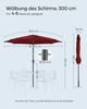 Songmics Sonnenschirm mit UV-Schutz bis UPF 50+, knickbar, Metall / Polyester rot, Ø 3 x 2,52 m Bild 4
