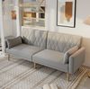 Schlafsofa 2-Sitzer Samt Grau, 180x75x82 cm, verstellbare Rückenlehne & Armlehnen Bild 2