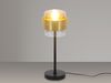 LED Tischleuchte mit Rauchglas Lampenschirm, Messingring, Höhe 47cm Bild 3