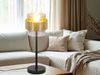 LED Tischleuchte mit Rauchglas Lampenschirm, Messingring, Höhe 47cm Bild 5