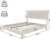 Flieks Polsterbett 140x200cm, Doppelbett mit Nietendesign Kopfteil, Samt, Beige Bild 4