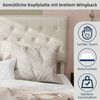 Flieks Polsterbett 140x200cm, Doppelbett mit Nietendesign Kopfteil, Samt, Beige Bild 5