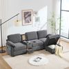 Großes Cordsofa 266cm×136cm×82cm Memory Foam 3-Sitzer mit Stauraumhocker Mittelkonsole USB Wohnzimmer,Dunkelgrau Bild 2